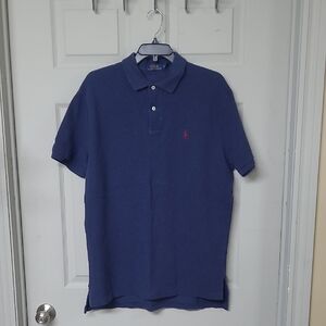 Polo Ralph Lauren Embroidered Rider Piqué Polo Navy Blue Size Large GUC
